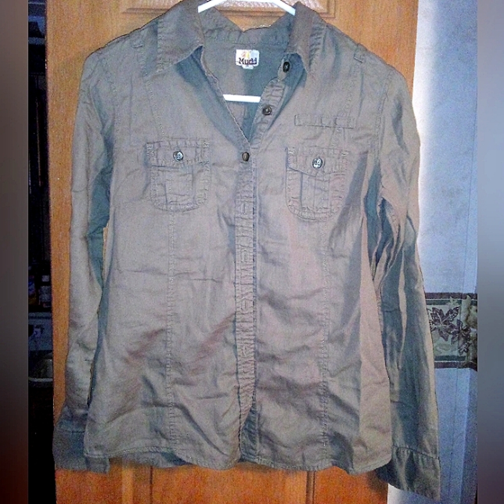 Ladies MUDD Long Sleeve Button Up T-shirt